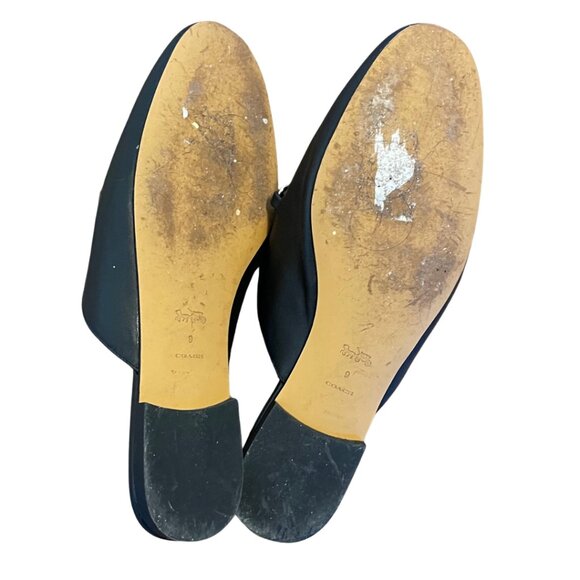 Coach Leather Chain Mules Slip-On Loafers Black Leather Size 9 - Picture 5 of 5